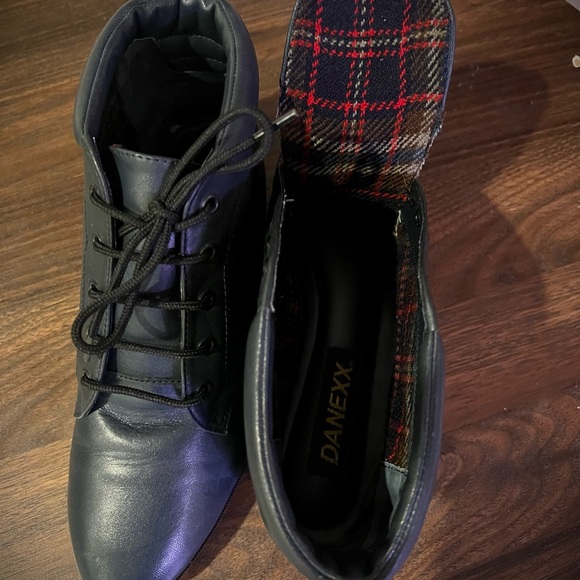 1980s Vintage Blue Leather Granny Pixies Ankle Boots Danexx- Size 7 - Picture 3 of 6